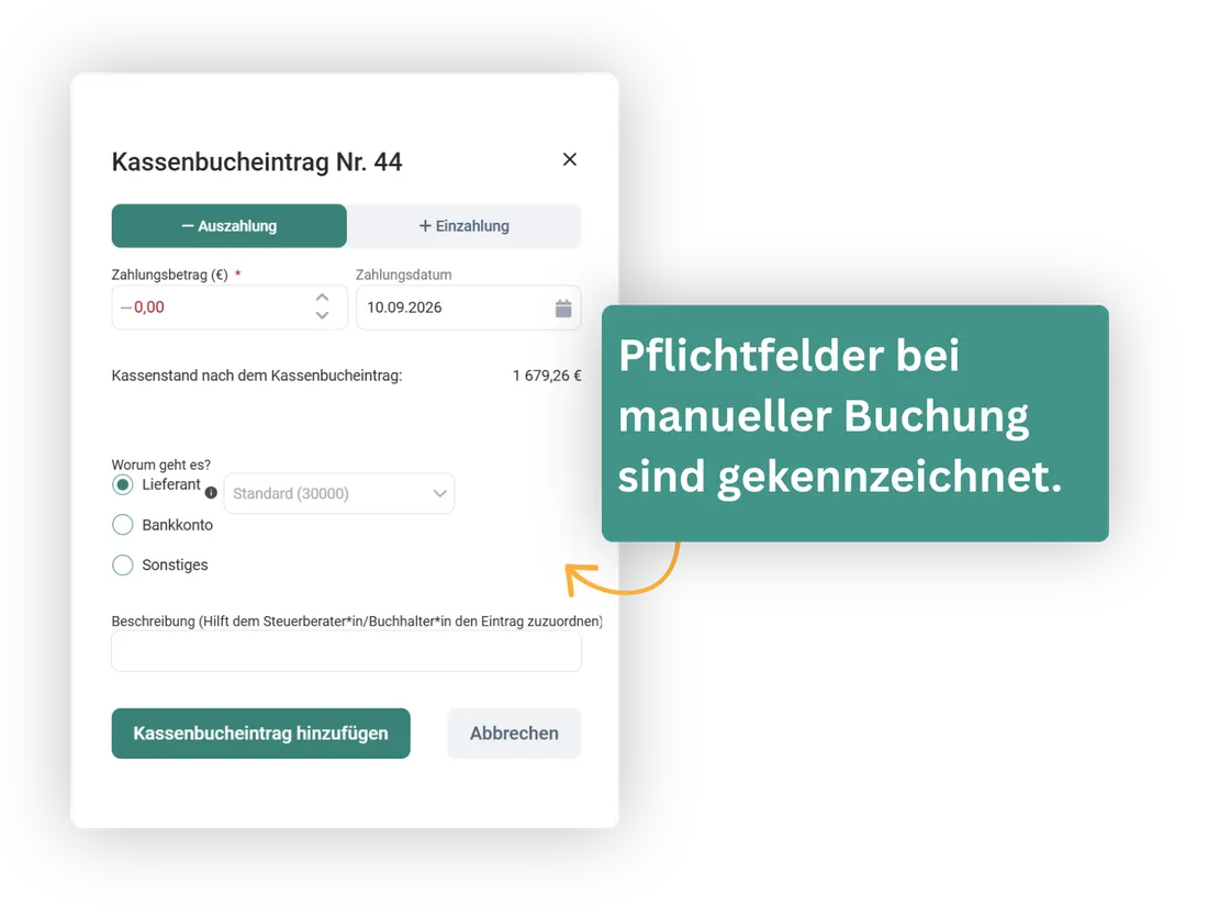Pflichtangaben automatisch erfasst
