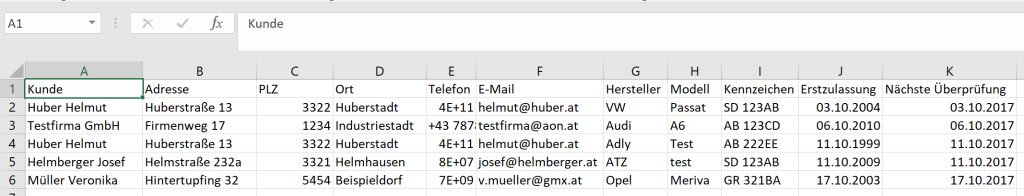 Serienbrief Daten Excel