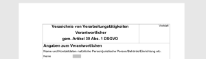 Verarbeitungsverzeichnis DSGVO Werkstätten