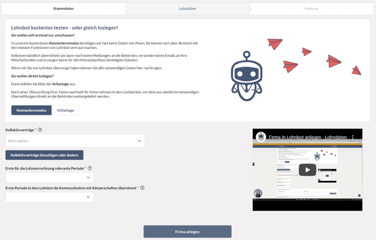 Screenshot Lohnbot - Kennenlernmodus