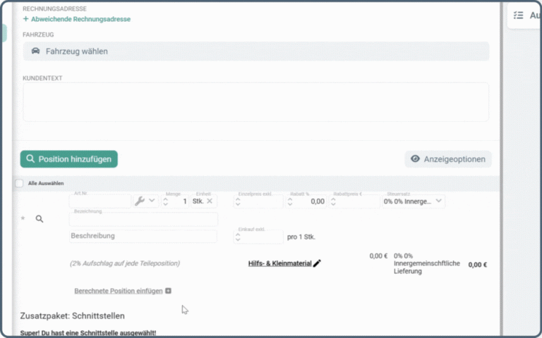 automatisch berechnete Position einfügen