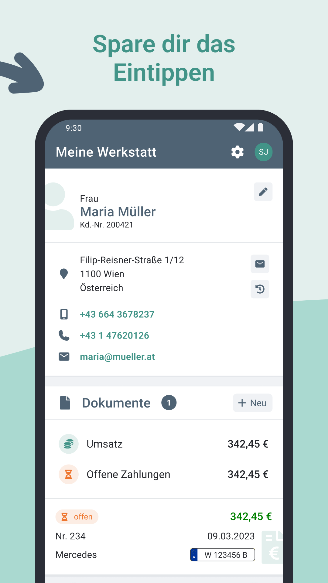 Screenshot der Funktion auf einem Smartphone