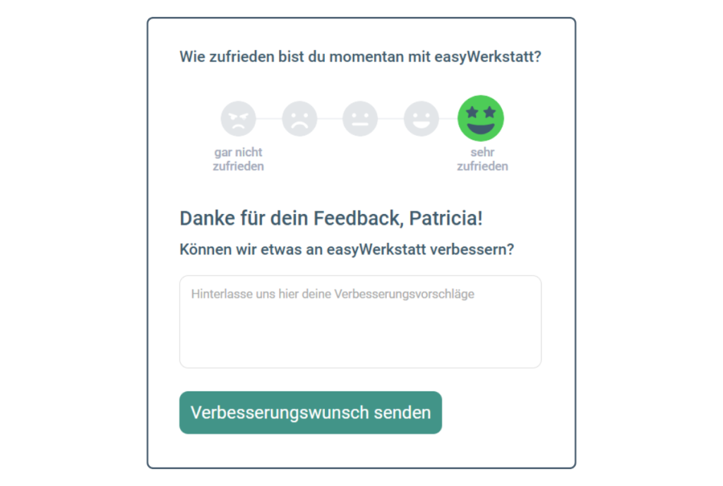 Zufriedenheitssmiley in easyWerkstatt