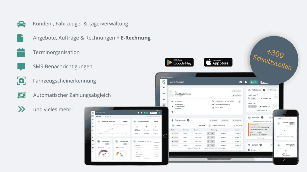 Funktionen in easyWerkstatt