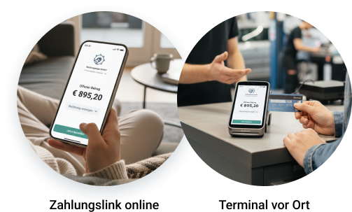 Zahlungslink und Terminal